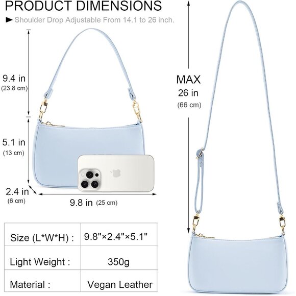 Women B Blue Retro Vegan Leather Polyester Lining Classic Clutch Tote HandBag - Picture 4 of 7